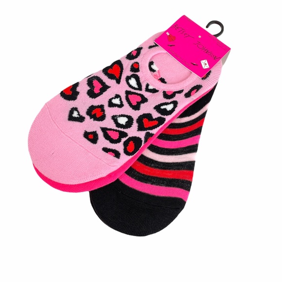 Betsey Johnson Hearts Sneaker Liner Socks - Picture 3 of 6